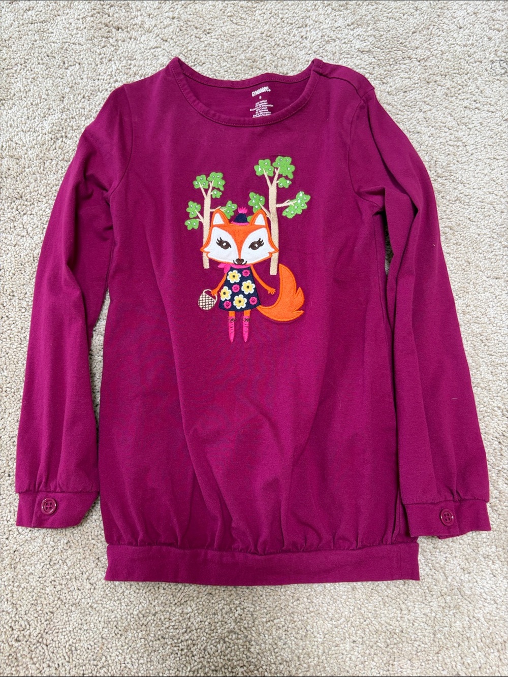Gymboree Magenta Long-Sleeve Fox Applique Top